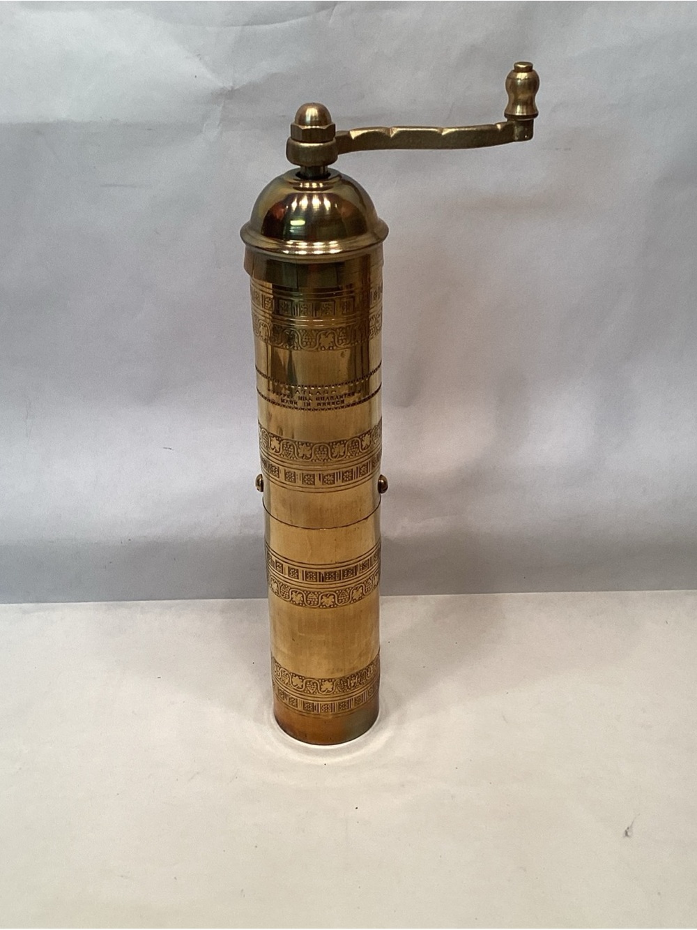 Vintage Atlas Pepper Mill Brass Grinder 10.5" Tall Made In Greece New Open Box